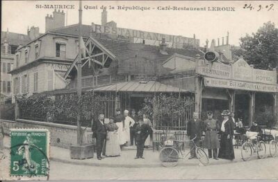  Carte postale montrant un café-restaurants de Saint-Maurice au début du XXe siècle